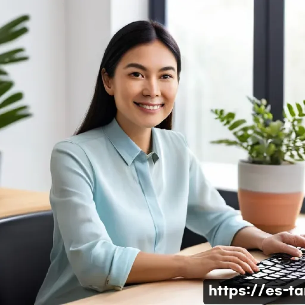 통번역사 업무 효율화 팁 - **Prompt:** A focused professional translator, a woman of diverse background, in her mid-30s, with a...