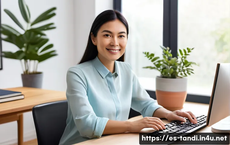 통번역사 업무 효율화 팁 - **Prompt:** A focused professional translator, a woman of diverse background, in her mid-30s, with a...